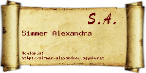 Simmer Alexandra névjegykártya